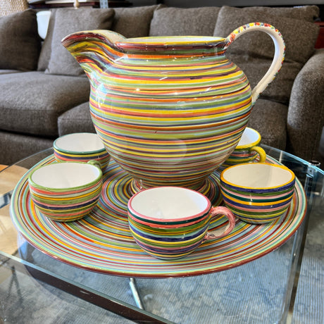 Artisanal Italian handmade Pitcher with 5 unique mugs by Pippo Cetona Toscana - enliven mart