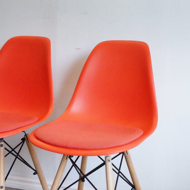 Authentic Herman Miller Eames Molded Plastic Side Chair with Seat Pad - enliven mart