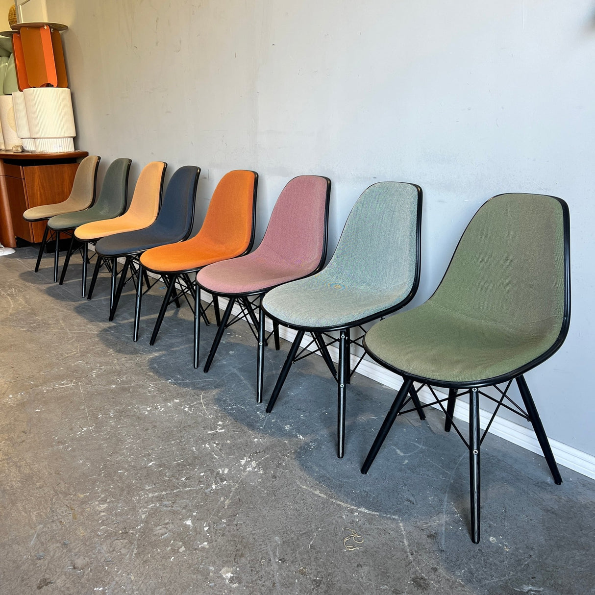 Authentic Herman Miller Eames Upholstered set of 8 multicolor dining chairs - enliven mart