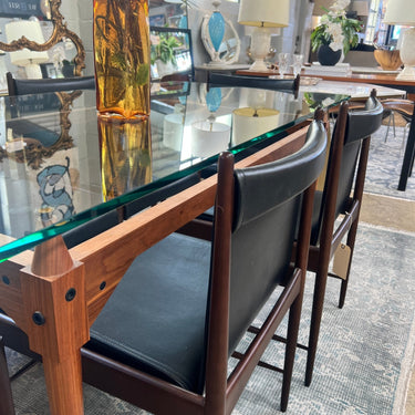 Cassina Table and 6 Cantu Sergio Rodrigues leather chairs - enliven mart