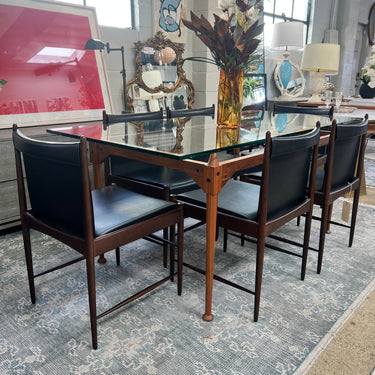 Cassina Table and 6 Cantu Sergio Rodrigues leather chairs - enliven mart