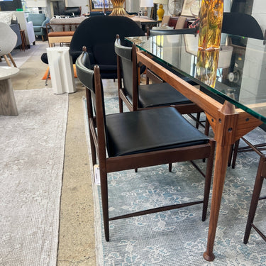 Cassina Table and 6 Cantu Sergio Rodrigues leather chairs - enliven mart