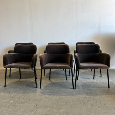 CB2 Azalia Mink Grey Velvet (Set of 6) dining chairs - enliven mart