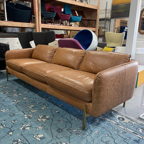 CB2 Hoxton Leather Sofa - enliven mart