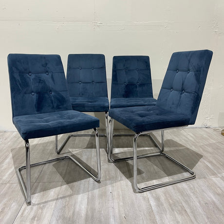 CB2 Royal Slate Blue Chair (Set of 4) - enliven mart