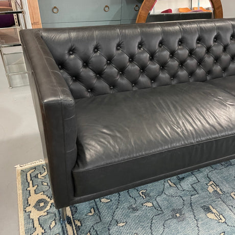CB2 Savile Leather Tufted Sofa - enliven mart
