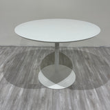 CB2 White circular dining Table - enliven mart