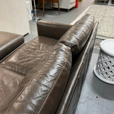 Crate and Barrel Leather Track Arm Sofa - enliven mart