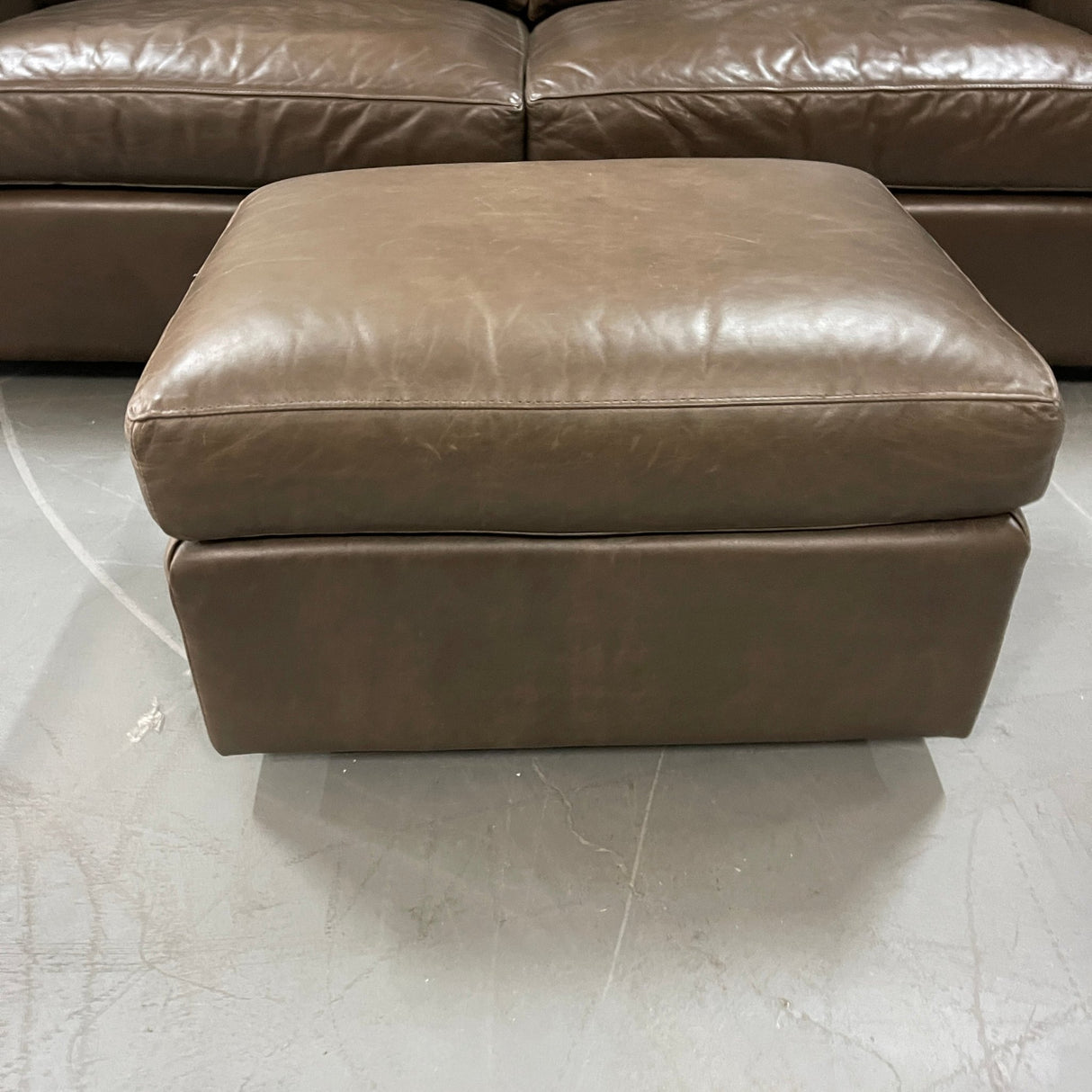 Crate and Barrel Leather Track Arm Sofa - enliven mart