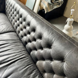 Crate and Barrel Savile Leather Extra Tufted sofa - enliven mart