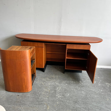 Danish MCM Skovby Møbelfabrik Teakwood Bar station with bar cart - enliven mart