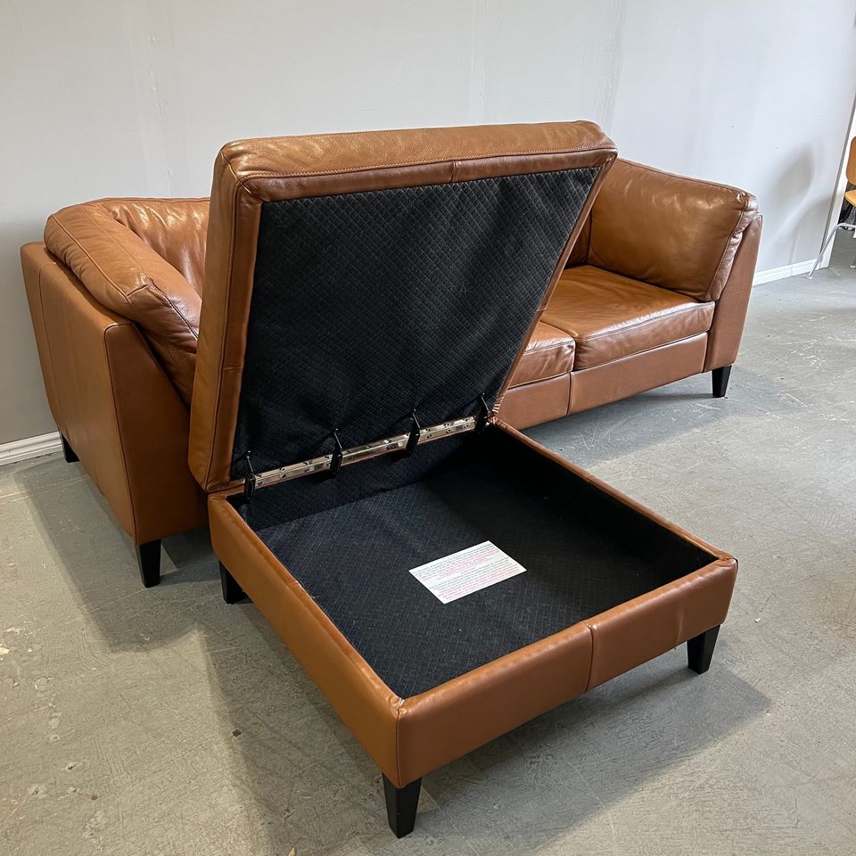 EQ3 Salema 88' leather Modern Sofa with ottoman - enliven mart