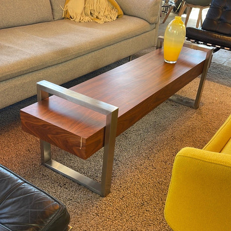 Gus teak coffee table with chrome frame - enliven mart