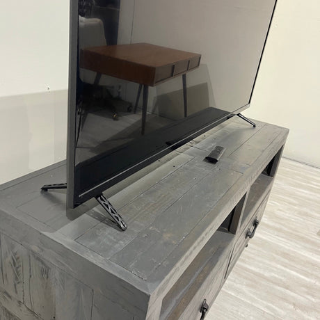 Industrial Rustic Reclaimed wood TV stand Media Console on wheels - enliven mart