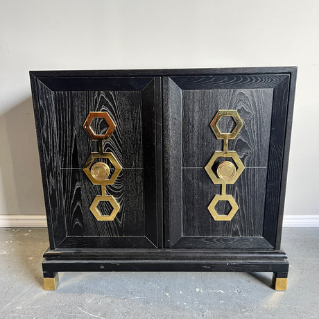 Jonathan Adler Turner Oak & Brass Storage Cabinet - enliven mart