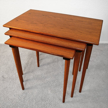 MCM Teak Nesting Table set from Denmark - enliven mart