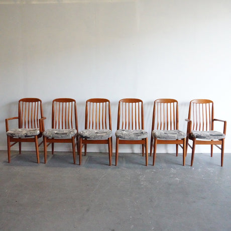 Mid Century Modern (Set of 6) teak dining chairs by Benny Linden - enliven mart