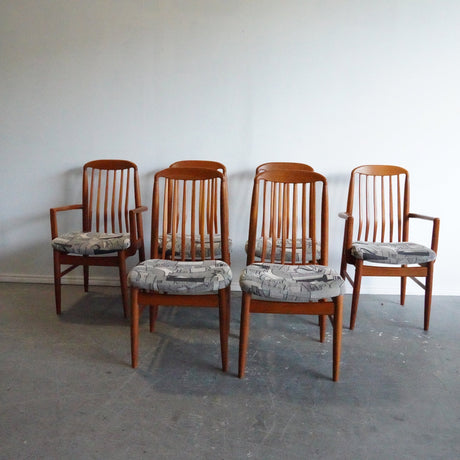 Mid Century Modern (Set of 6) teak dining chairs by Benny Linden - enliven mart