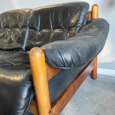 Mid Century Modern Top grain Leather Sofa by Gote Mobler Nassjo - enliven mart