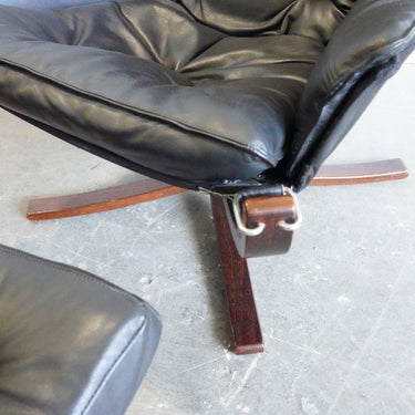 Mid Century Modern Vintage Norwegian Falcon Lounge Chair with Ottoman, 1980s - enliven mart
