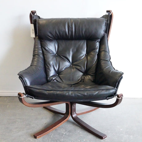 Mid Century Modern Vintage Norwegian Falcon Lounge Chair with Ottoman, 1980s - enliven mart