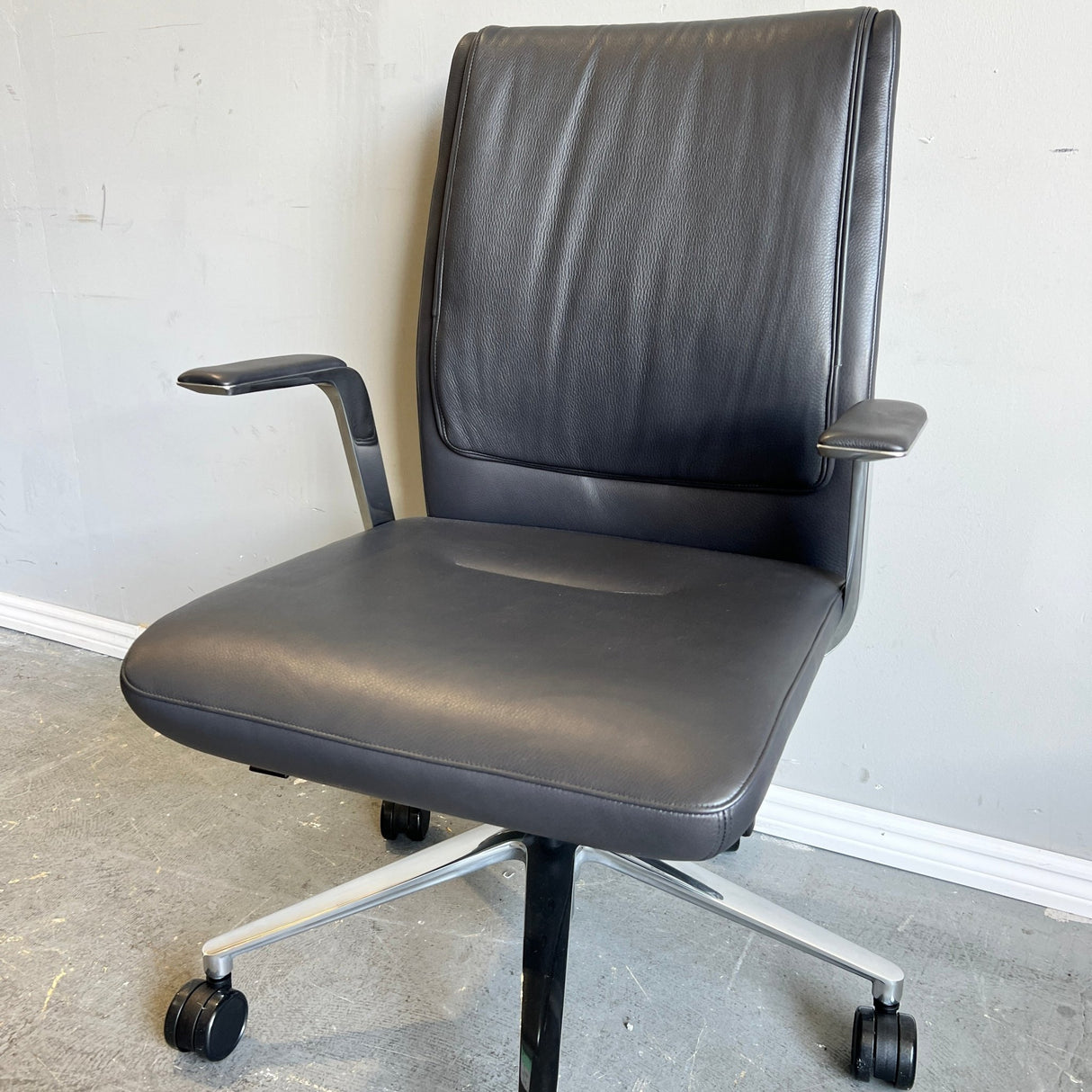New condition! Alta Swivel leather Chair from Bernhardt Design - enliven mart
