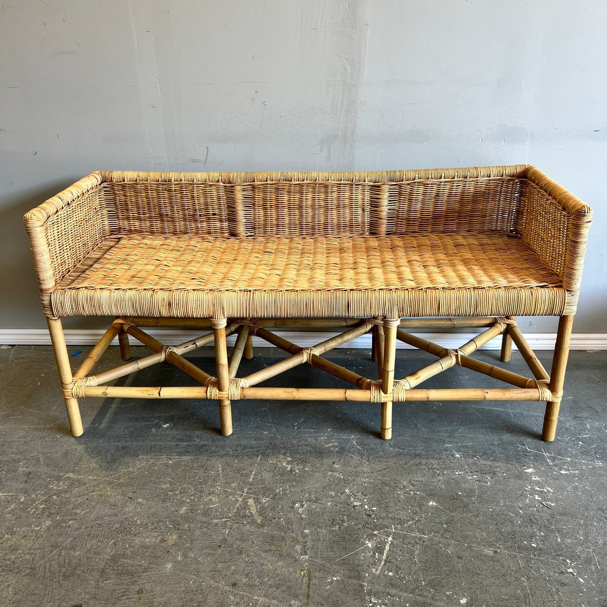 Serena & Lily Shore Bench Natural rattan – enliven mart