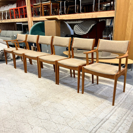 Set of 6 Vintage Teak Danish Modern Dining Chairs - enliven mart