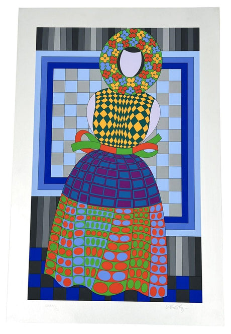 Victor Vasarely Fille Fleur, 1982 Color Serigraph - enliven mart