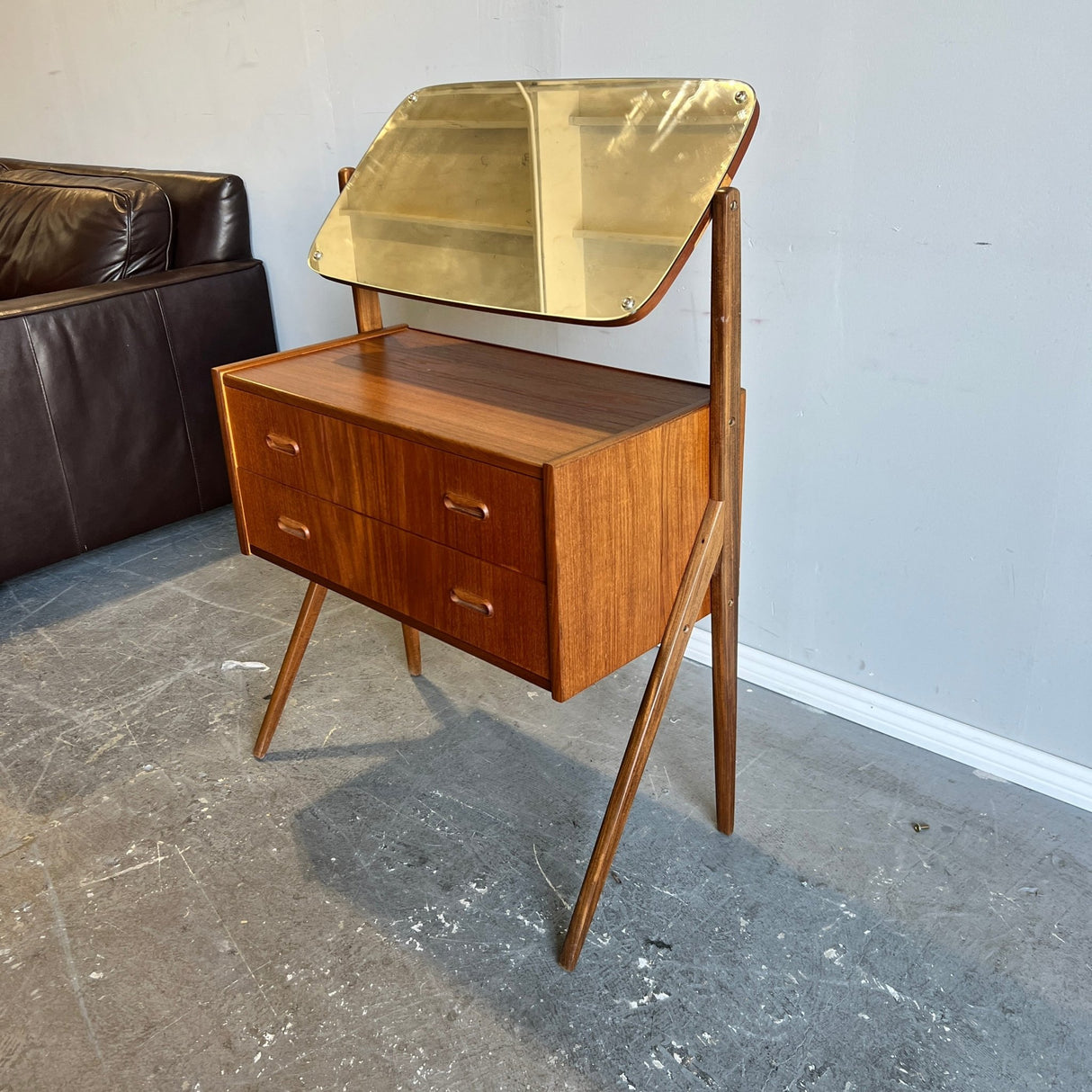 Vintage Danish Mid-Century Modern Teakwood Vanity - enliven mart