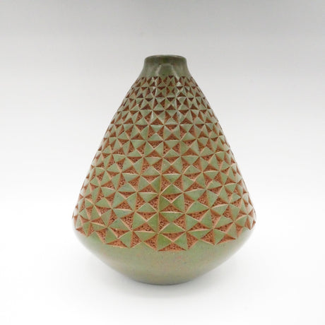 Vintage Hand Engraved Ceramic Vase, Nicaragua - enliven mart