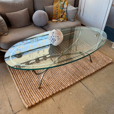 Vintage Italian Glass Top Oval coffee Table - enliven mart