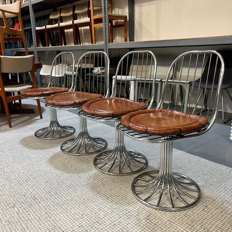 Vintage Italian Rima Wire Margot set of 4 Chair by Gastone Rinaldi - enliven mart