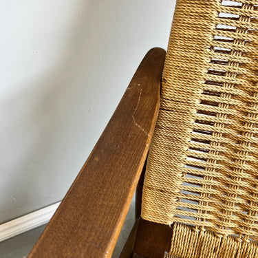 Vintage Mid Century Modern Hans Wegner Style Corded Rocking Chair - enliven mart