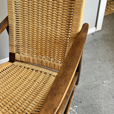 Vintage Mid Century Modern Hans Wegner Style Corded Rocking Chair - enliven mart