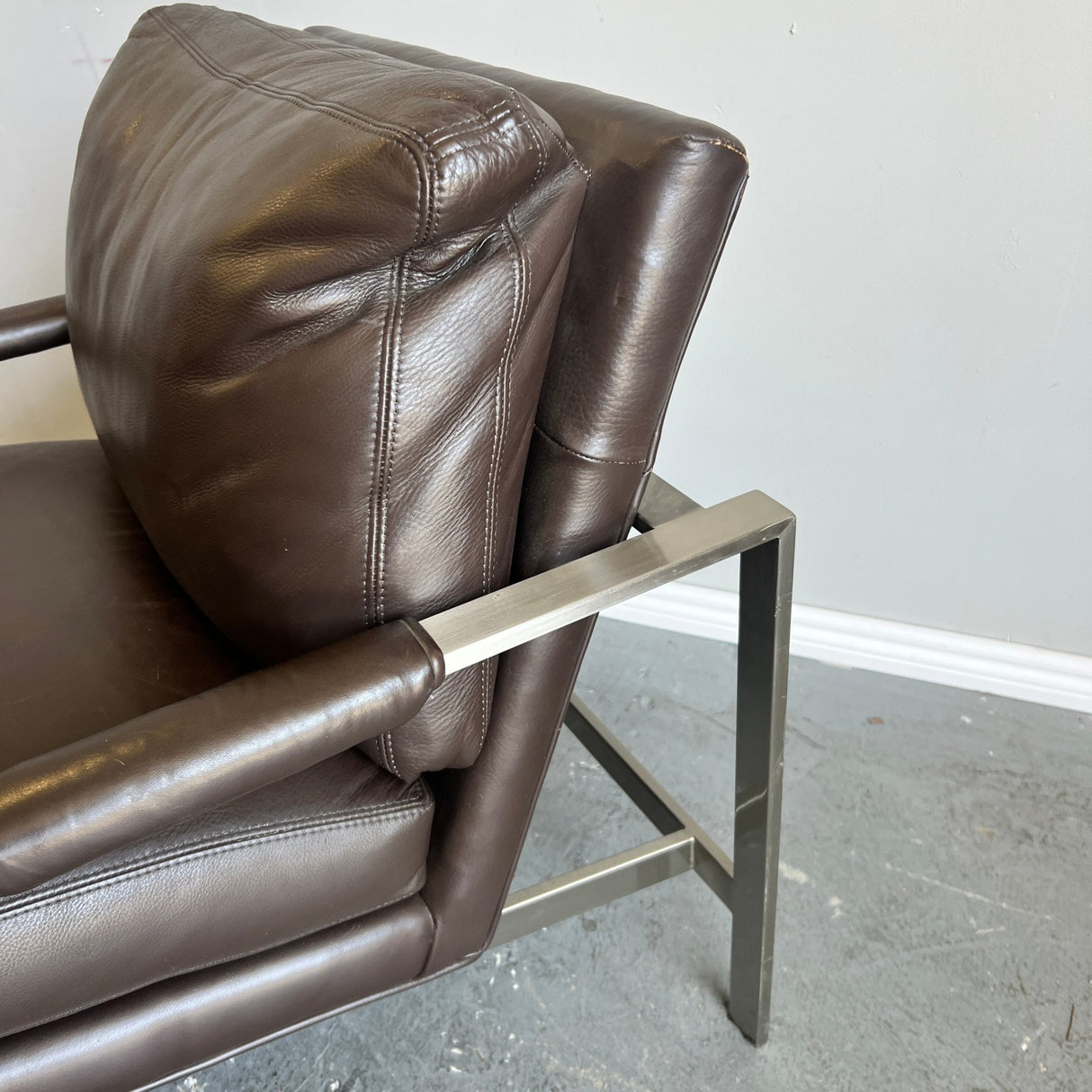 Vintage Milo Baughman for Thayer Coggin leather Lounge Chair - enliven mart