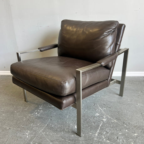 Vintage Milo Baughman for Thayer Coggin leather Lounge Chair - enliven mart