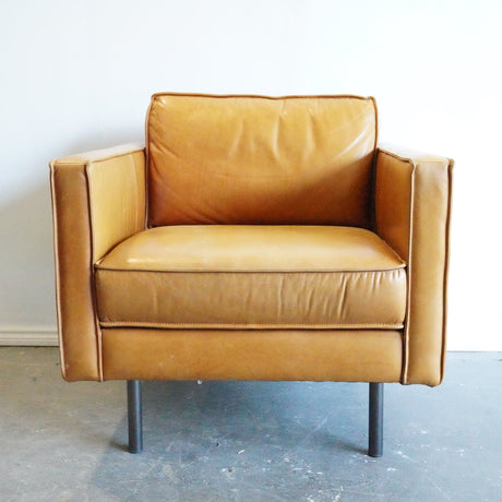 West Elm Axel Leather lounge Chair - enliven mart