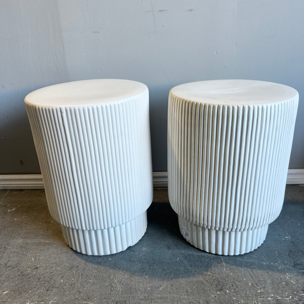 West Elm Pair of Textured Collection Side Table, White - enliven mart