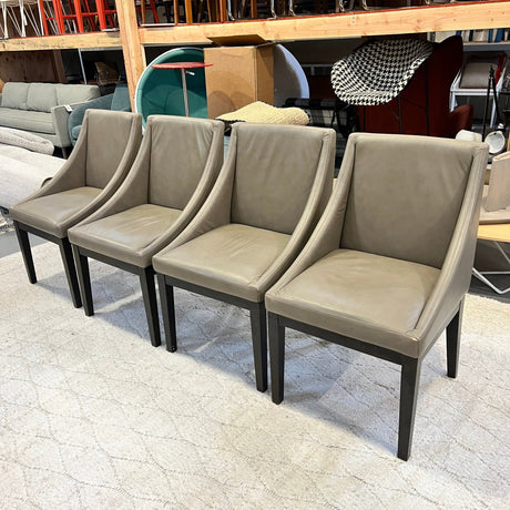 West Elm set of 4 Curved leather chair - enliven mart
